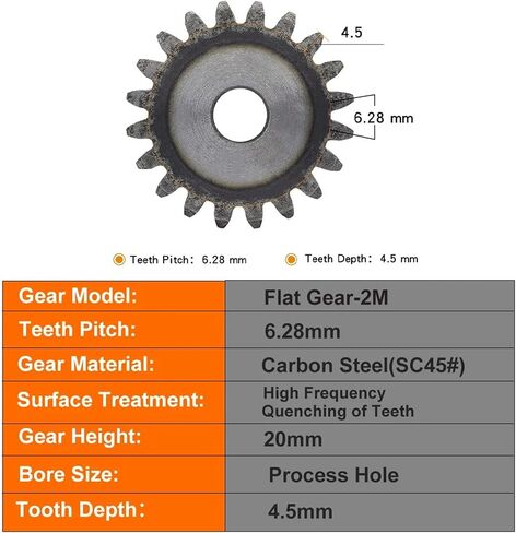 العتاد الأسطواني 2M-10T/11T/12T/13T/14T ~ 21TEETH SC45# الكربون الصلب العتاد إجمالي ارتفاع 20 مم أسنان الترويج عالية التردد (2M 18T-BORE 10MM) in Saudi Arabia