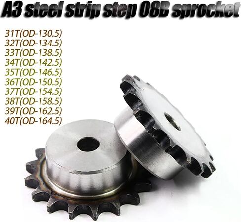 08B Roller Chain Sprocket 31/32/33/34/35/36/37/38/39/40 Teeth A3 Steel Industrial Drive Sprocket Mechanical Roller Sprocket(33T(OD-138.5)) in Saudi Arabia