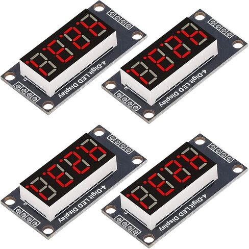 4 Sets Digital Tube Display Module with Pin Header, LED 4 Digit 7 Segment 0.36in TM1637 Drive Chip Digital Tube Display Module(Green MRA110E) in Kuwait