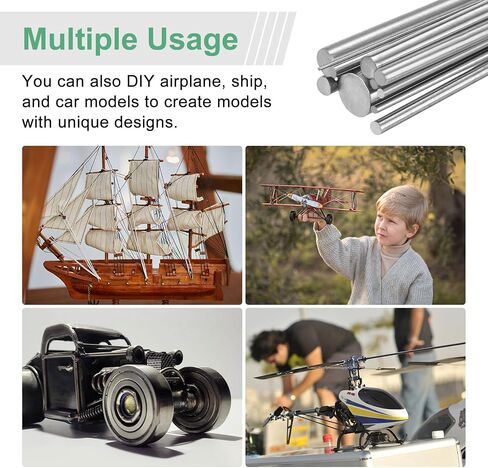10-Pack 304 Stainless Steel Solid Round Rod, 1.5x450mm Metal Solid Shaft Rods for DIY Craft/Model Car/Helicopter Airplane/Metal Working, Lathe Bar Smooth Stock [0.06x17.72IN] in Kuwait