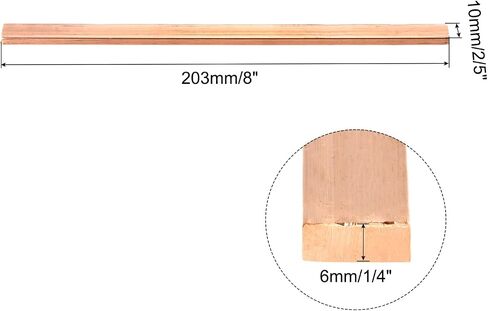 MECCANIXITY 2Pcs 8" x 0.4" Copper Flat Bar,1/4" Thickness Copper Bar Stock for Grounding Systems Architectural Projects in Saudi Arabia