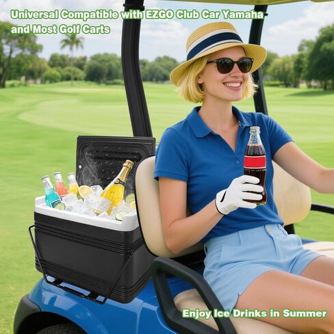 Roykaw Portable Golf Cart Cart Cooler ، صندوق ثلج 8L للتبريد 48 ساعة ، صندوق الصدر مع شريحة متزايدة ، متوافقة مع Ezgo/Club Car/Yamaha ، للتخييم ، وصيد الأسماك in Saudi Arabia