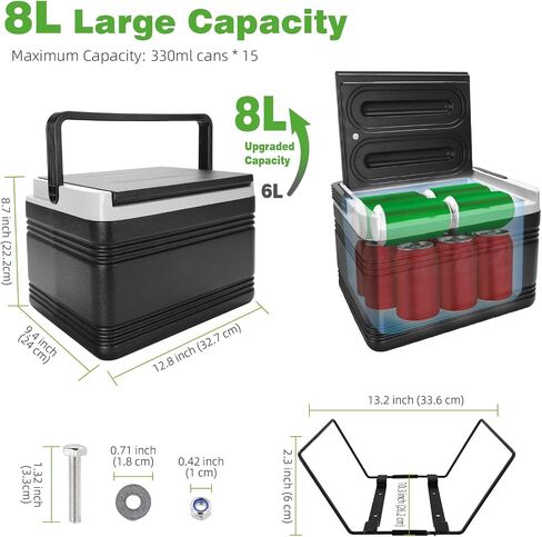 Roykaw Portable Golf Cart Cart Cooler ، صندوق ثلج 8L للتبريد 48 ساعة ، صندوق الصدر مع شريحة متزايدة ، متوافقة مع Ezgo/Club Car/Yamaha ، للتخييم ، وصيد الأسماك in Saudi Arabia
