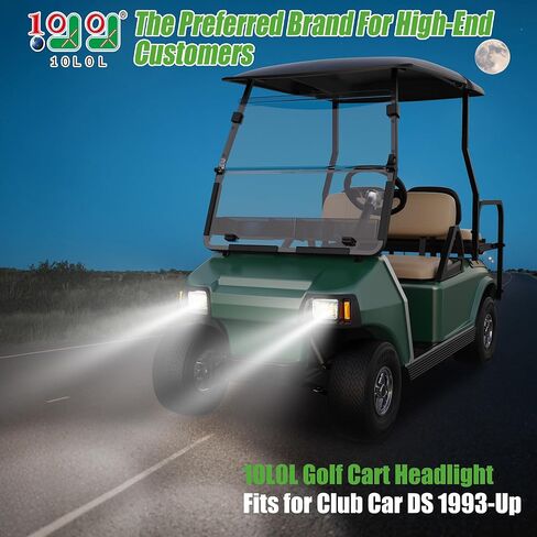 10L0L Golf Cart Headlights for Club Car DS (1993+) - Driver & Passenger Side Replacement, 12V Bright Headlights Direct Fit Gas/Electric Models, OEM# 101988002 101988001 in Saudi Arabia