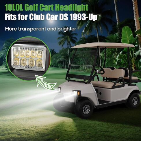 10L0L Golf Cart Headlights for Club Car DS (1993+) - Driver & Passenger Side Replacement, 12V Bright Headlights Direct Fit Gas/Electric Models, OEM# 101988002 101988001 in Saudi Arabia