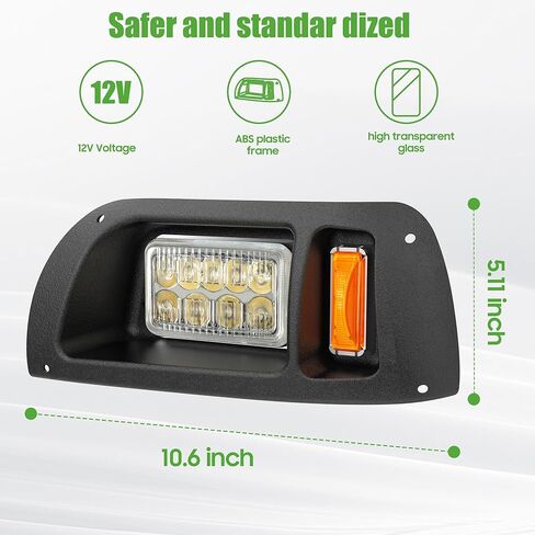 10L0L Golf Cart Headlights for Club Car DS (1993+) - Driver & Passenger Side Replacement, 12V Bright Headlights Direct Fit Gas/Electric Models, OEM# 101988002 101988001 in Saudi Arabia