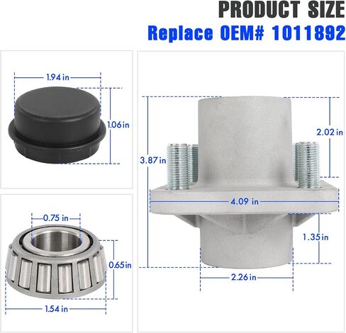 Fahkns Aluminium Golf Cart Hub Hub Assembly ، متوافق مع Club Car DS 1974-2003 عربات الغاز والكهرباء للجولف ، استبدل OEM# 1011892 (2 عبوة). in Saudi Arabia