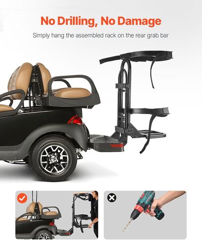 حامل حقيبة عربة Vevor Golf Cart ، متوافق مع Yamaha ، Ezgo ، Bar Club Car Bear Seat Grab ، معظم عربات الجولف ، حامل حقائب الفولاذ الكربوني الموفرة للمساحة ، تركيب بدون حفر ، أسود in Saudi Arabia