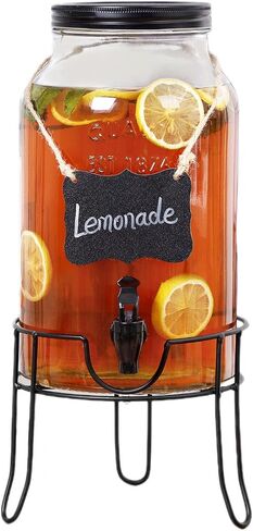 1.5 Gallon Glass Drink Dispensers for Parties, Ice Beverage Dispensers with Stand, Glass Water Dispenser with Spigot, Laundry Detergent Dispenser, Lemonade Dispenser in Saudi Arabia