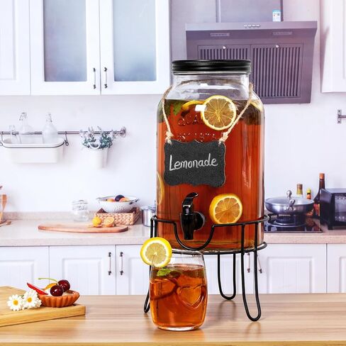 1.5 Gallon Glass Drink Dispensers for Parties, Ice Beverage Dispensers with Stand, Glass Water Dispenser with Spigot, Laundry Detergent Dispenser, Lemonade Dispenser in Saudi Arabia