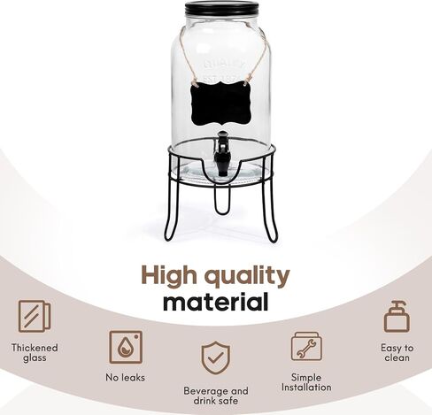 1.5 Gallon Glass Drink Dispensers for Parties, Ice Beverage Dispensers with Stand, Glass Water Dispenser with Spigot, Laundry Detergent Dispenser, Lemonade Dispenser in Saudi Arabia