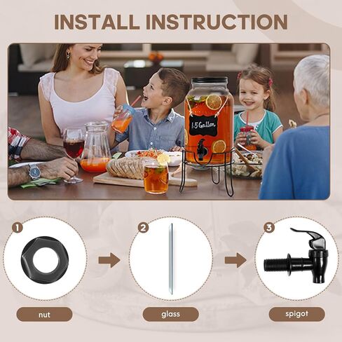 1.5 Gallon Glass Drink Dispensers for Parties, Ice Beverage Dispensers with Stand, Glass Water Dispenser with Spigot, Laundry Detergent Dispenser, Lemonade Dispenser in Saudi Arabia