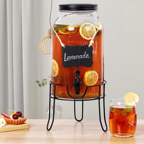 1.5 Gallon Glass Drink Dispensers for Parties, Ice Beverage Dispensers with Stand, Glass Water Dispenser with Spigot, Laundry Detergent Dispenser, Lemonade Dispenser in Saudi Arabia
