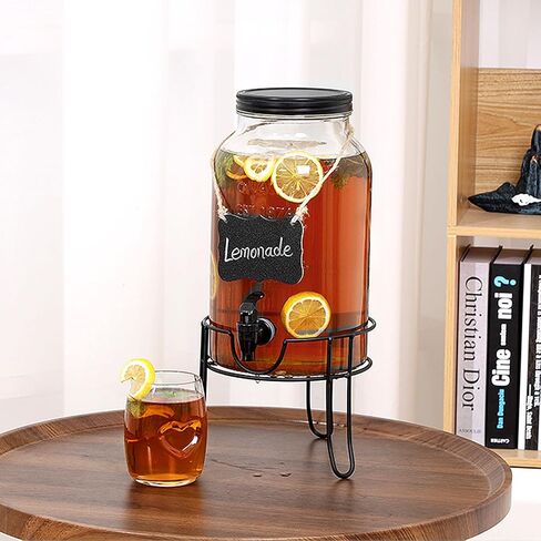 1.5 Gallon Glass Drink Dispensers for Parties, Ice Beverage Dispensers with Stand, Glass Water Dispenser with Spigot, Laundry Detergent Dispenser, Lemonade Dispenser in Saudi Arabia
