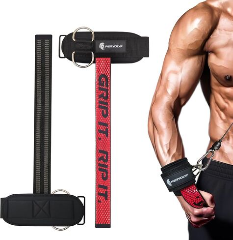 ​Double-Side Anti-Slip PERYOLYF Lifting Straps with D Ring - Adjustable Gym Straps for Deadlifts, Weightlifting & Cable Machine - Thick Wrist Support for Men & Women in Kuwait