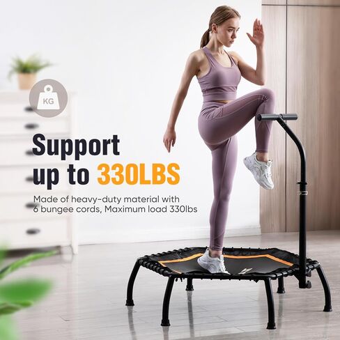 Zupapa Rebounder Trampoline للبالغين مع شريط قابل للتعديل داخلي صغير صغير للياقة التمرين التمرينات التمرينات الترامبولين للأطفال مع مقبض الحبال الصامتة 40 "45" 300 رطل القدرة in Kuwait