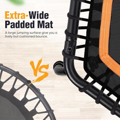 Zupapa Rebounder Trampoline للبالغين مع شريط قابل للتعديل داخلي صغير صغير للياقة التمرين التمرينات التمرينات الترامبولين للأطفال مع مقبض الحبال الصامتة 40 "45" 300 رطل القدرة in Kuwait