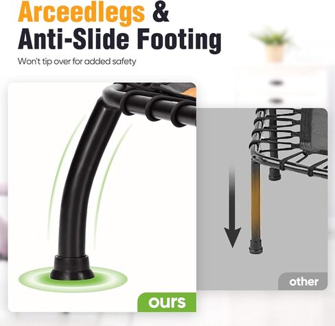 Zupapa Rebounder Trampoline للبالغين مع شريط قابل للتعديل داخلي صغير صغير للياقة التمرين التمرينات التمرينات الترامبولين للأطفال مع مقبض الحبال الصامتة 40 "45" 300 رطل القدرة in Kuwait