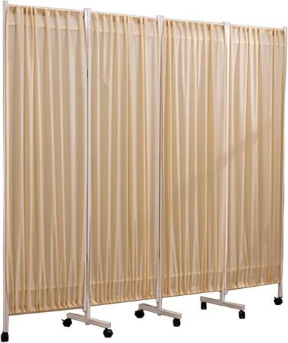 Temporary Divider Wall on Wheels, 180cm Tall Medical Privacy Screen with Detachable Nylon Cloth, Flexible Foldable Room Separator (Color : Yellow, Size : 4 Panel-200cm Wide) in Saudi Arabia