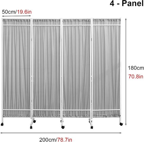 Temporary Divider Wall on Wheels, 180cm Tall Medical Privacy Screen with Detachable Nylon Cloth, Flexible Foldable Room Separator (Color : Yellow, Size : 4 Panel-200cm Wide) in Saudi Arabia