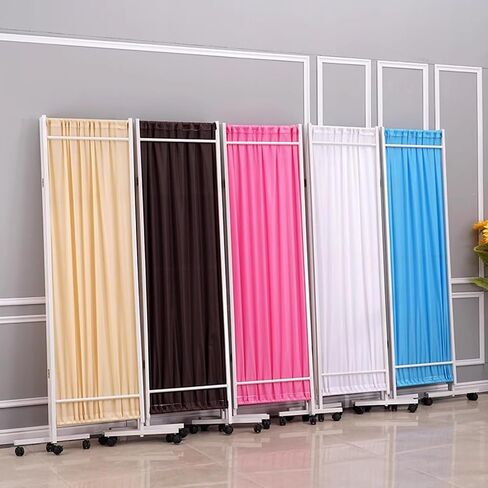 Temporary Divider Wall on Wheels, 180cm Tall Medical Privacy Screen with Detachable Nylon Cloth, Flexible Foldable Room Separator (Color : Yellow, Size : 4 Panel-200cm Wide) in Saudi Arabia