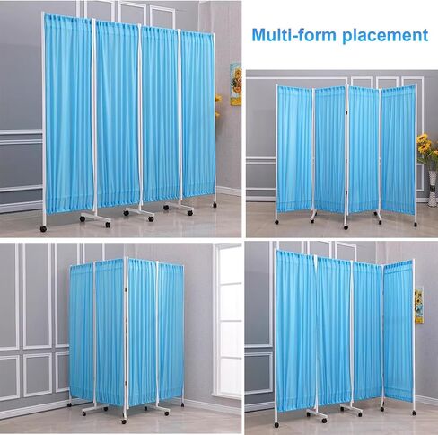 Temporary Divider Wall on Wheels, 180cm Tall Medical Privacy Screen with Detachable Nylon Cloth, Flexible Foldable Room Separator (Color : Yellow, Size : 4 Panel-200cm Wide) in Saudi Arabia