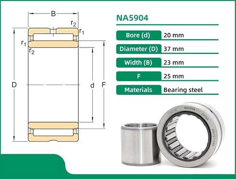 NA5904 20X37X23 Needle Roller Bearings with machined Rings with an Inner Ring 1Pcs in Kuwait
