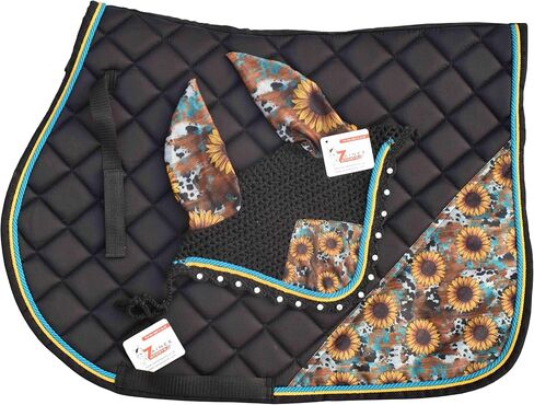 Cow Mix عباد الشمس طباعة وسادة سرج طباعة مع محرك أذن مطابق-معدات ركوب الخيل المطبوعة-غير قابلة للانزلاق والتنفس-العرض الغربي/الإنجليزي in Kuwait