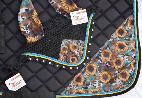 Cow Mix عباد الشمس طباعة وسادة سرج طباعة مع محرك أذن مطابق-معدات ركوب الخيل المطبوعة-غير قابلة للانزلاق والتنفس-العرض الغربي/الإنجليزي in Kuwait