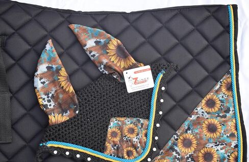 Cow Mix عباد الشمس طباعة وسادة سرج طباعة مع محرك أذن مطابق-معدات ركوب الخيل المطبوعة-غير قابلة للانزلاق والتنفس-العرض الغربي/الإنجليزي in Kuwait