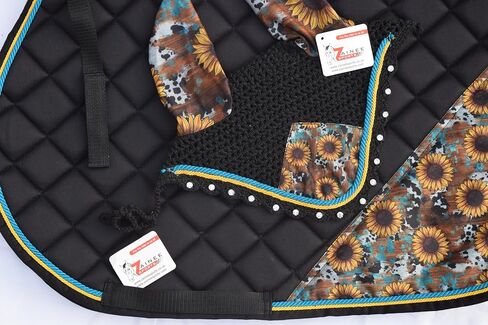 Cow Mix عباد الشمس طباعة وسادة سرج طباعة مع محرك أذن مطابق-معدات ركوب الخيل المطبوعة-غير قابلة للانزلاق والتنفس-العرض الغربي/الإنجليزي in Kuwait