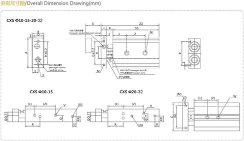 1pcs Double Acting air Cylinder CXSM32-70/75/100/125/150 bore 32mm with Slide Bearing Double Rod Pneumatic Cylinder(CXSM32-100) in Kuwait