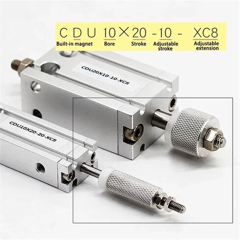 CDU10/16-10-20-50-10/20/30-XC8 Adjustable Stroke Single Rod Double Acting Small Pneumatic Cylinder(CDU16X60-30-XC8) in Saudi Arabia