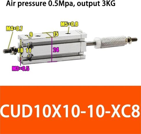 CDU10/16-10-20-50-10/20/30-XC8 Adjustable Stroke Single Rod Double Acting Small Pneumatic Cylinder(CDU16X60-30-XC8) in Saudi Arabia