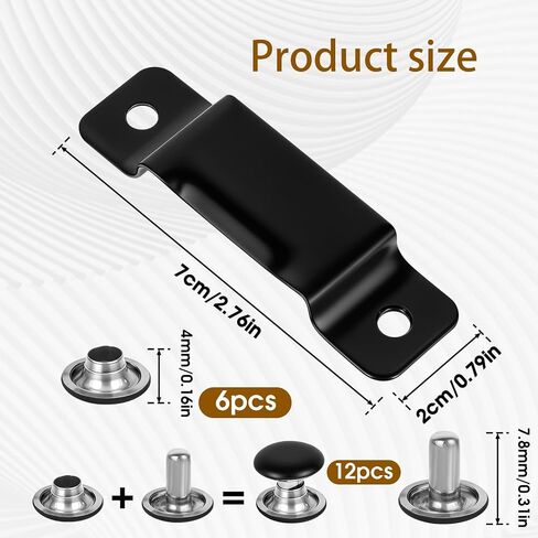 6PCS Metal Tape Measure Holder Measuring Tape Belt Holder Belt Clips with Rivets, Black in Kuwait