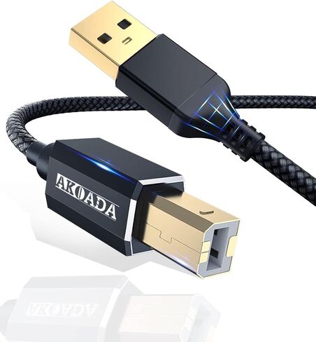 AkoaDa Printer Cable 15ft USB 2.0 Type A Male to B Male Printer Scanner Cord High Speed Compatible with HP, Canon, Dell, Epson, Lexmark, Xerox, Samung and More in Kuwait