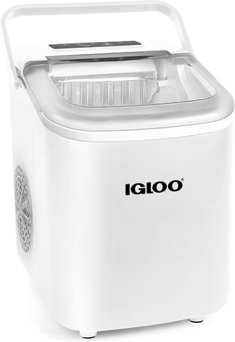 Igloo ICEB26HNWHN Automatic Self-Cleaning Portable Electric Countertop Ice Maker Machine With Handle, 26 Pounds in 24 Hours, 9 Ice Cubes Ready in 7 minutes, With Ice Scoop and Basket, White in Saudi Arabia