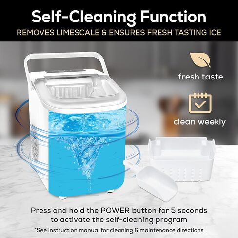Igloo ICEB26HNWHN Automatic Self-Cleaning Portable Electric Countertop Ice Maker Machine With Handle, 26 Pounds in 24 Hours, 9 Ice Cubes Ready in 7 minutes, With Ice Scoop and Basket, White in Saudi Arabia