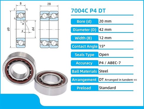 1Pair Bearings 7004c P4 DT 20x42x12 20 * 42 * 12 أداة محامل الاتصال الزاوية 1PCS in Kuwait