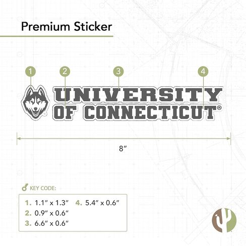 Desert Cactus University of Connecticut Sticker Huskies uconn name logo vinyl scal laptop mater bottle carbook (8 inst sticker) in Kuwait