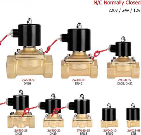 Electric Solenoid Valve 1/4" 3/8" 1/2" 3/4" 1" DN8/10/15/20/25/50 Normally Closed Pneumatic for Water Oil Air 12V 24V 220V(Dn35,220V) in Saudi Arabia