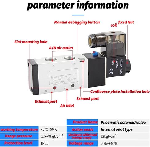 4V110 Pneumatic Electric Solenoid Valve 5 Way 2 Position Control Air Solenoid Valve 4V110-06 DC12V DC24V AC24V AC110V AC220V(PC 4V110-06 6mm,OneColor) in Saudi Arabia