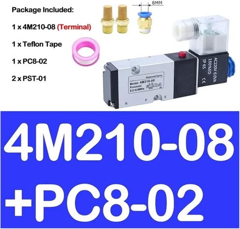 1PCS 4M210-08 4M310-10 4M410-15 صمام الملف اللولبي الكهربائي الهوائي 2 الموضع 3 المنفذ التحكم في صمام الهواء الكهرومغناطيسي (4M210-08 PC6-02 ، AC24V) in Saudi Arabia
