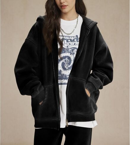 غطاء هوديس الصوف النسائي قميص مزدوج سحاب أعلى حمض كبير الغسيل هوديز القطن خمر الشتاء من ملابس الملابس الخارجية in Kuwait