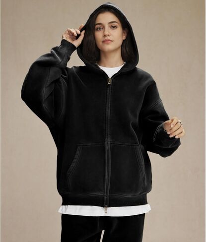 غطاء هوديس الصوف النسائي قميص مزدوج سحاب أعلى حمض كبير الغسيل هوديز القطن خمر الشتاء من ملابس الملابس الخارجية in Kuwait