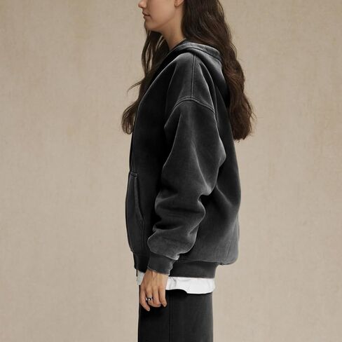 غطاء هوديس الصوف النسائي قميص مزدوج سحاب أعلى حمض كبير الغسيل هوديز القطن خمر الشتاء من ملابس الملابس الخارجية in Kuwait