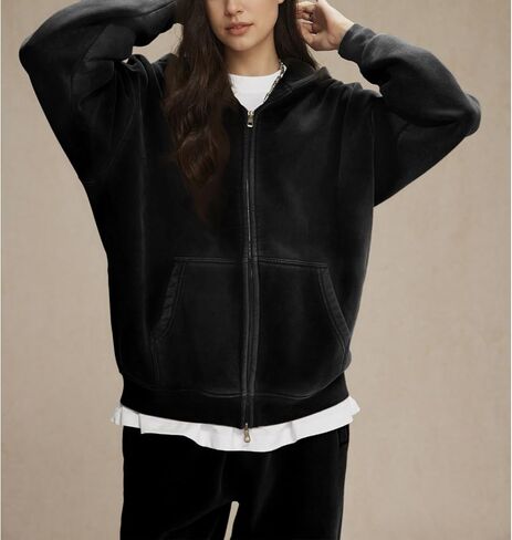 غطاء هوديس الصوف النسائي قميص مزدوج سحاب أعلى حمض كبير الغسيل هوديز القطن خمر الشتاء من ملابس الملابس الخارجية in Kuwait