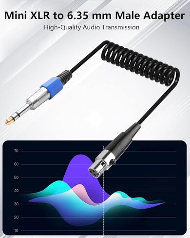 cerrxian mini xlr أنثى إلى 6.35 مم 1/4 "TRS الذكور كابل ملفوف ، متوازنة 1/4" استريو من الذكور إلى mini xlr 3 -pin أنثى محول صوت الاستريو - 50 سم/1.64 قدم in Saudi Arabia