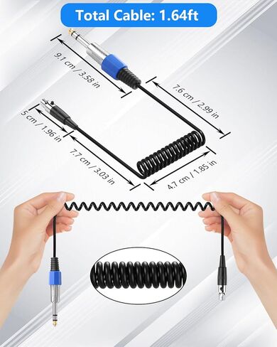 cerrxian mini xlr أنثى إلى 6.35 مم 1/4 "TRS الذكور كابل ملفوف ، متوازنة 1/4" استريو من الذكور إلى mini xlr 3 -pin أنثى محول صوت الاستريو - 50 سم/1.64 قدم in Saudi Arabia