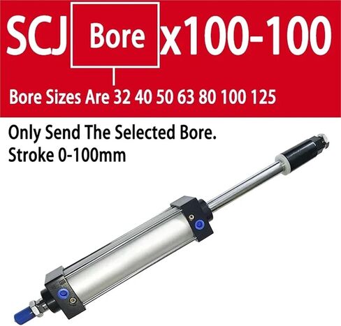 SCJ32 40 50 63 80 100 125mm Bore Adjustable Stroke Aluminum Alloy Double Acting Piston Tools Standard Air Pneumatic Cylinder(Stroke 200-100mm,Bore 125mm) in Kuwait